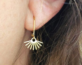 Small Sunburst Earrings with Gold Filled Lever Backs • Minimalist Jewelry Gift for Her • Dainty Gold Earrings