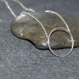 Sterling Silver Circle Necklace: Dainty Open Ring, Minimalist Jewelry