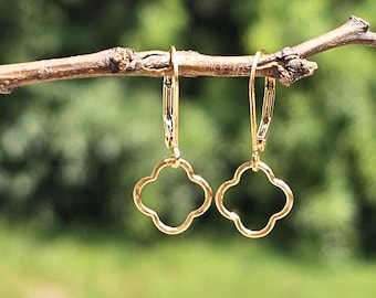 gold lever back earrings, dainty dangle earrings, gift for her