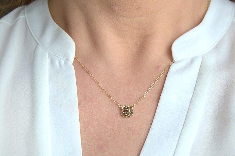 gold Celtic knot necklace, Irish jewelry, minimalist everyday necklace, dainty Celtic necklace image 1