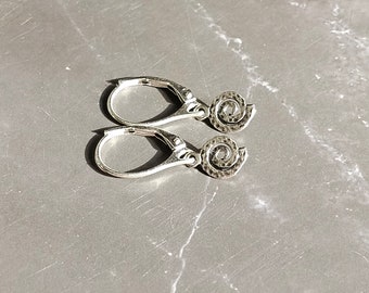 Sterling Silver Spiral Swirl Earrings, Unique Dangle Drops for Her, Elegant Lever back Jewelry