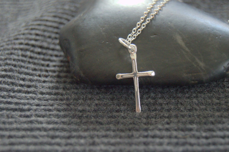 confirmation gift minimalist necklace religious jewelry first communion sterling silver cross necklace catholic gift