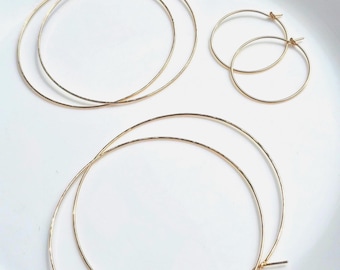 Minimalist 14k Gold Filled Hoop Earrings: Ultra Thin Classic Hoops