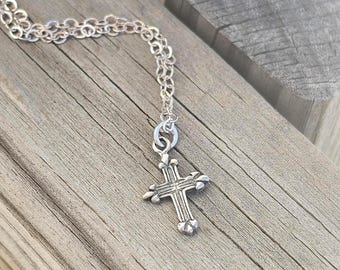 Dainty Sterling Silver Cross Necklace: Minimalist Christian Jewelry