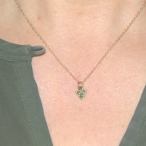 tiny gold celtic knot necklace gold filled chain Irish jewelry dainty necklace celtic triad Irish necklace minimal necklace