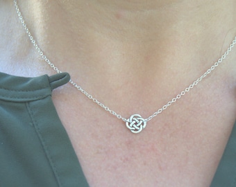 dainty silver celtic knot necklace, Irish jewelry, celtic necklace, minimalist everyday necklace, endless knot, sterling silver chain