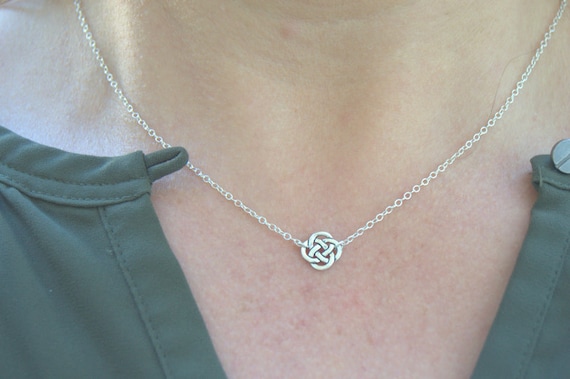 dainty silver celtic knot necklace, Irish jewelry, celtic necklace, minimalist everyday necklace, endless knot, sterling silver chain