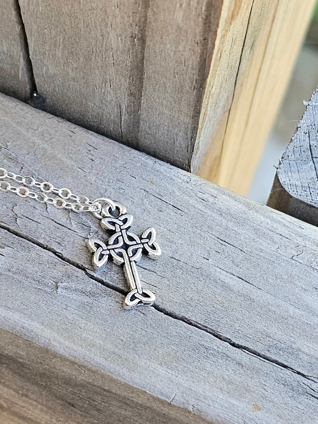Silver Celtic Cross Necklace, Sterling Silver Chain, Irish Jewelry - Etsy