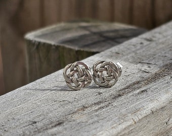 Pendientes de plata de ley con nudo celta, joyería irlandesa, pendientes minimalistas, nudo infinito