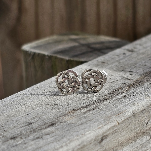 Celtic knot studs sterling silver stud earrings, Irish jewelry, minimal earrings, endless knot