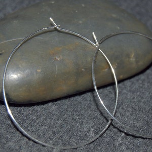 sterling silver hoop earrings, 1.5, 2, 2.5, 3 18 gauge thin silver hoops for her, small to large image 3