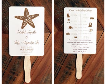 Wedding Day Timeline, Order of Events, Program Fan, Timeline Fan, Wedding Fan, Starfish Program Fan, Double Sided Program Fan