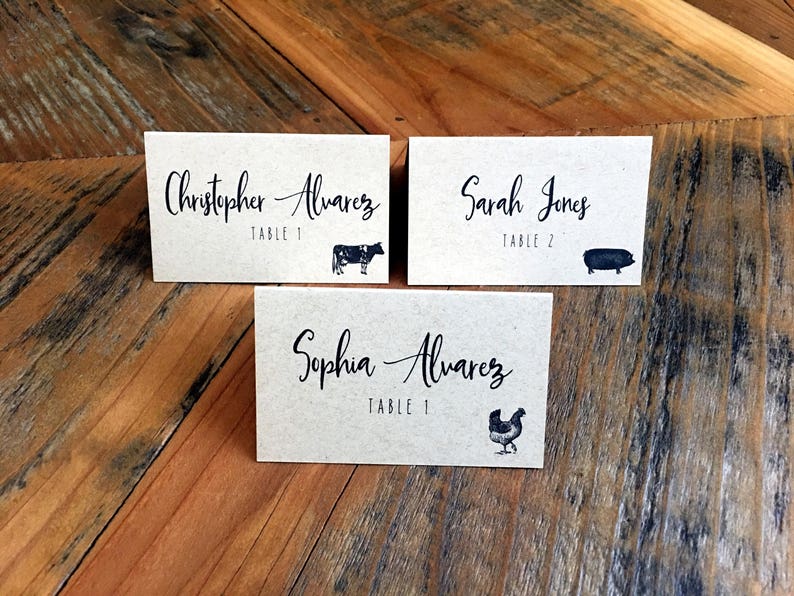 Escort Cards With Entree Menu Selection Meal Entree Escorts Etsy