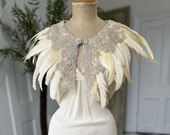 1930s vintage style feather embellished cape