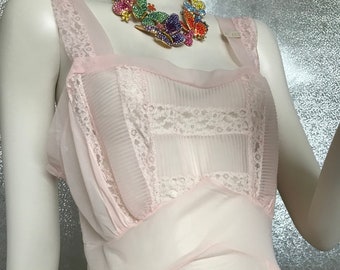 Romantic 1970s pink slip dress