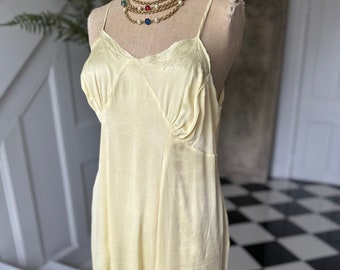 Butter yellow  1940s silk slip