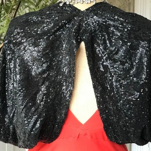 1920er 1930er schwarzer Pailletten Bolero zum Shrug