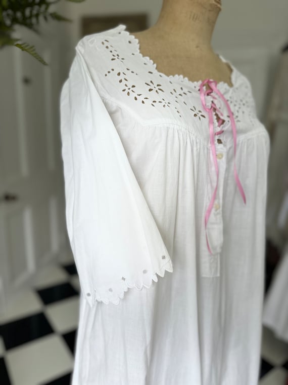 Antique Victorian Edwardian long nightdress night… - image 2