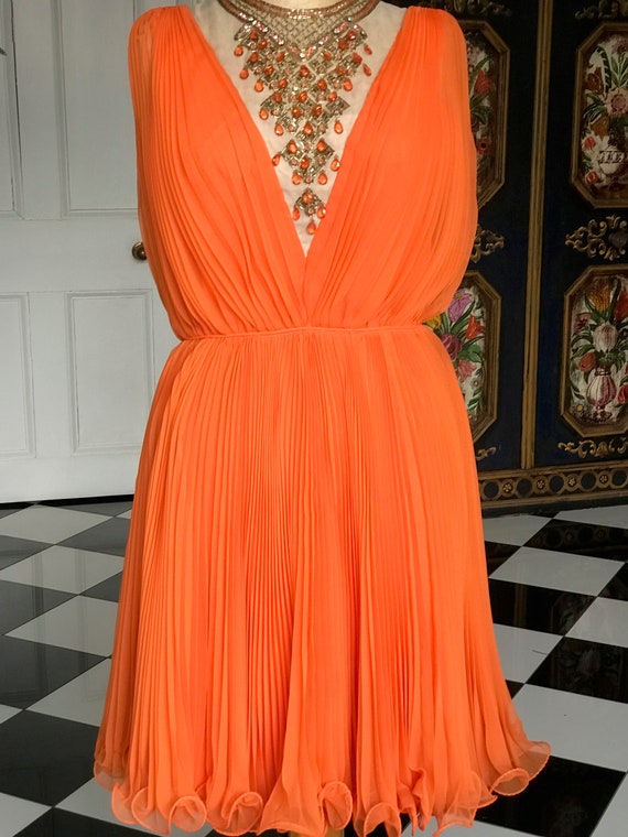 1960 1970s chiffon jewelled cocktail dress label J
