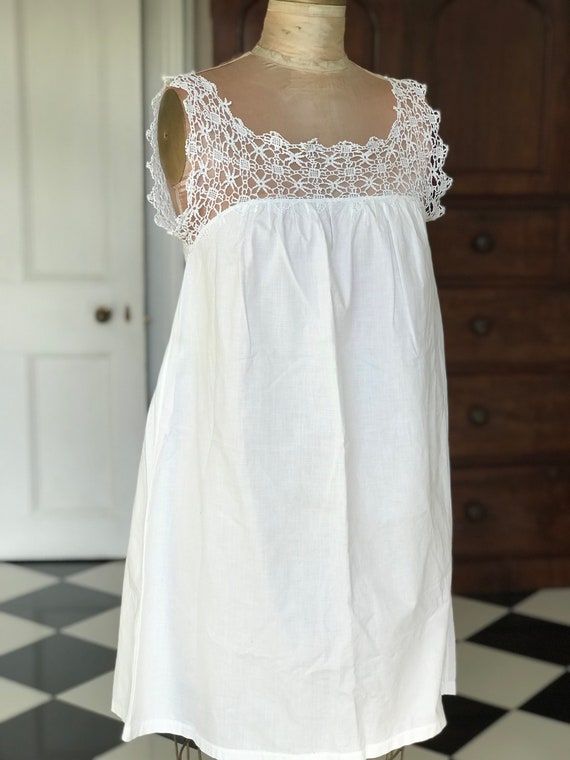 1910s white slip with crochet lace detailing - image 4