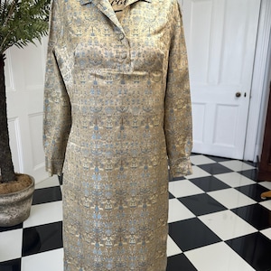 1960s Parisian golden silk dress