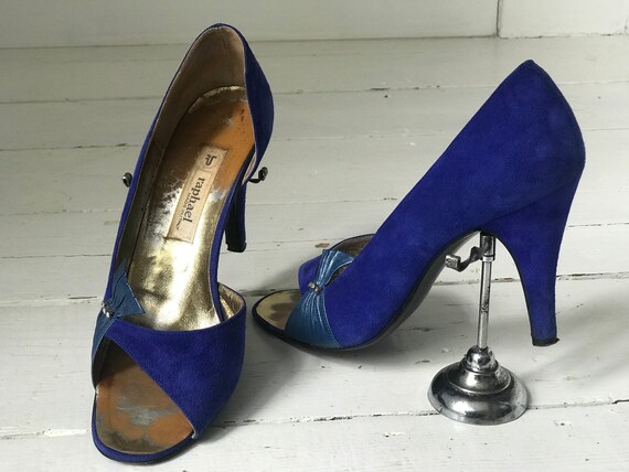 Emis -Cobalt Blue/Green Suede Court Shoe in – Enzoshoesmonaghan