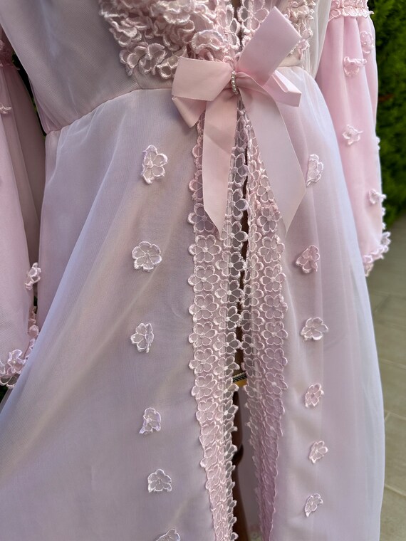 1970s Pink Feather Gown