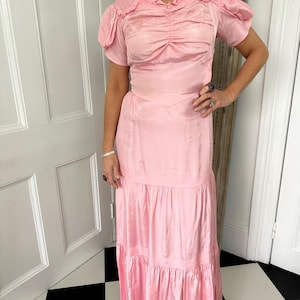 Enchanting 1930s Pink Taffeta Long Gown  One of a Kind Old Hollywood Glamour