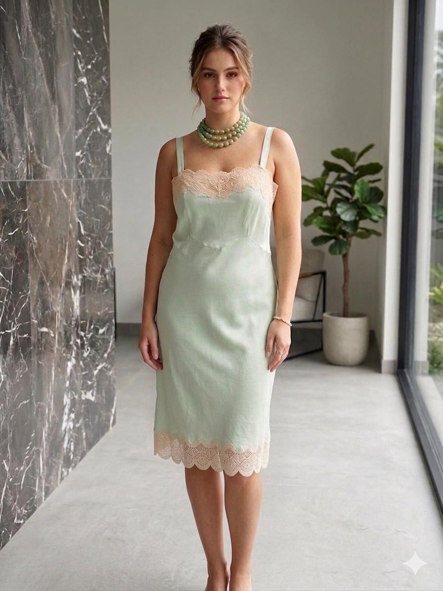 Green Lace Slip Dress - Etsy Green Lace Slip Dress - Etsy