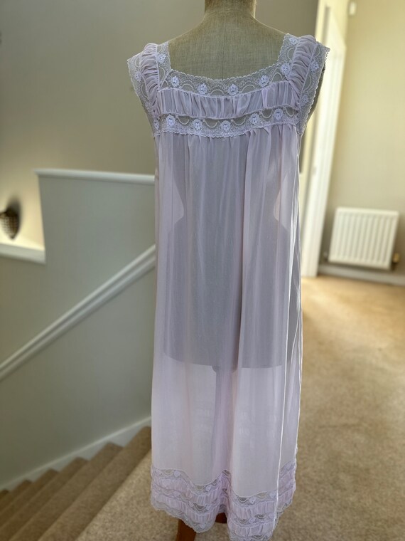 1950s 60s Very pretty lilac crystal sheer slip dr… - image 7