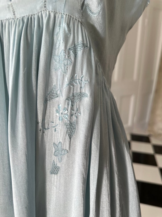 1930 blue silk slip dress - image 3