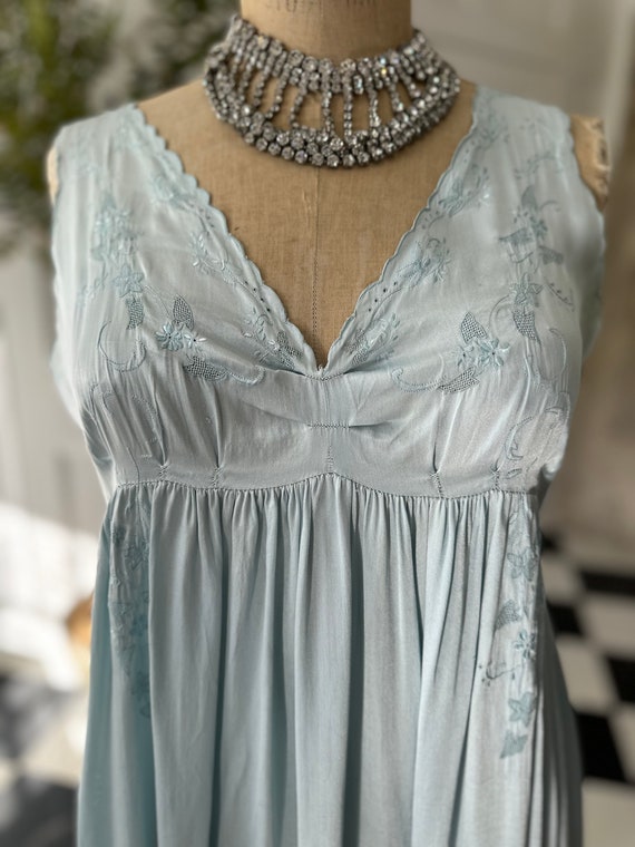 1930 blue silk slip dress - image 5