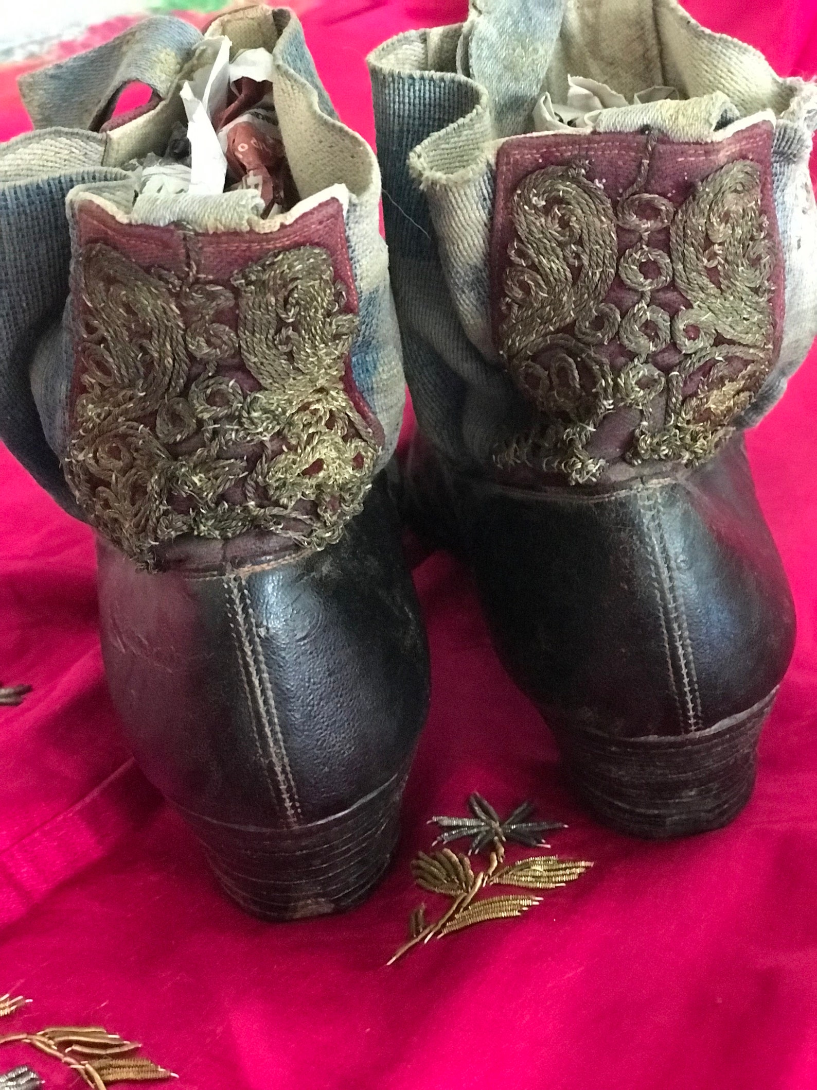 19th century Ottoman antique shoes boots with gold embroidery Etsy