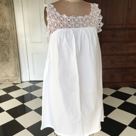 1910s white slip with crochet lace detailing - image 7