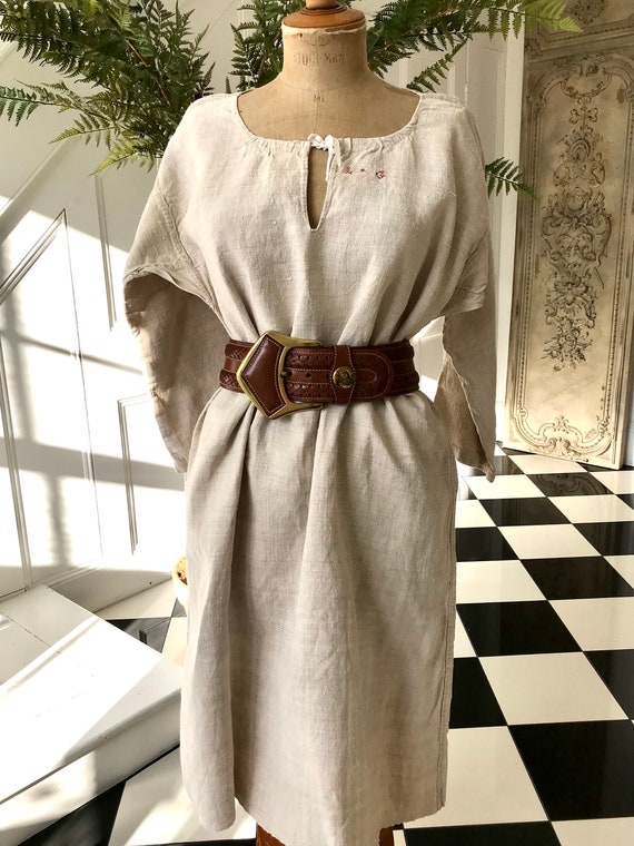 French 1800s Hemp Linen Rustic Farmers Shirt Smock Dress - Etsy