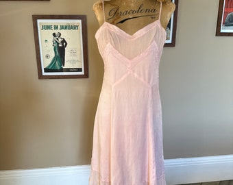 1930 pink silk slip extra small