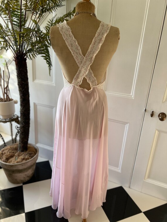 1950s lace and chiffon midi full skirt slip Gem