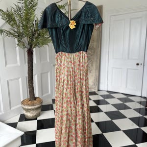 Vintage 1930s 1940s organdie and silk taffeta  ball gown with sequin details