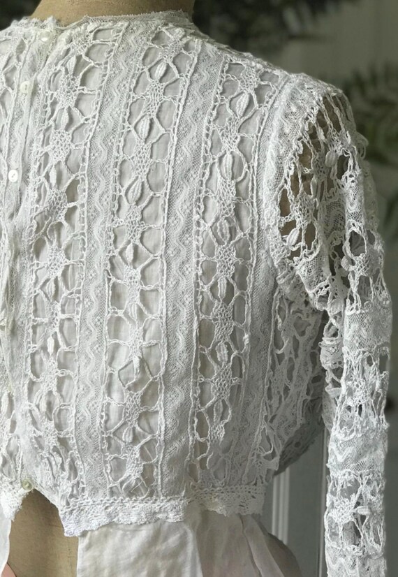 Antique Maltese lace Belle Époque Edwardian white bl… - Gem Antique Maltese lace Belle Époque Edwardian white bl… - Gem