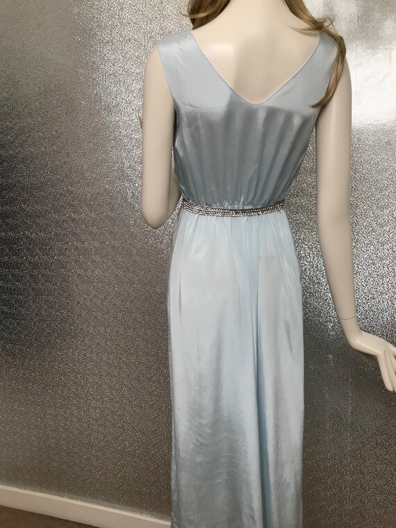 Sexy 1980s long slip dress in pale blue - image 10