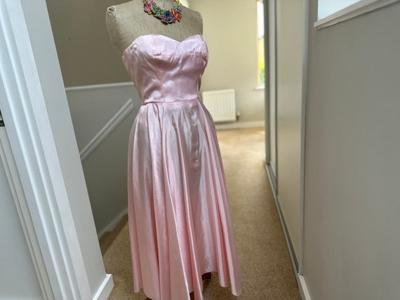 Vintage 1940s Pink Damask Maxi Dress