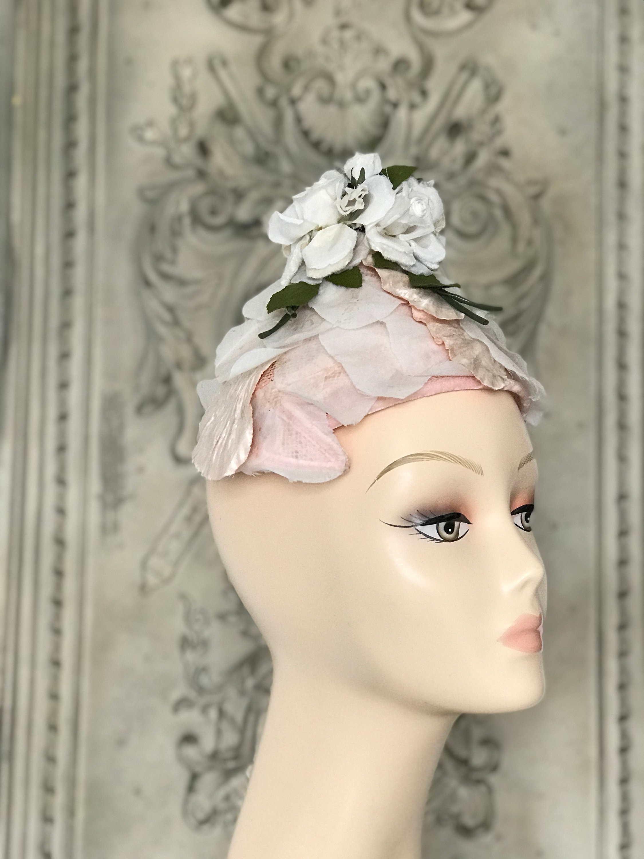 1950s 1960s Unusual Floral Pillbox Hat Fascinator by Linda  display picture 2
