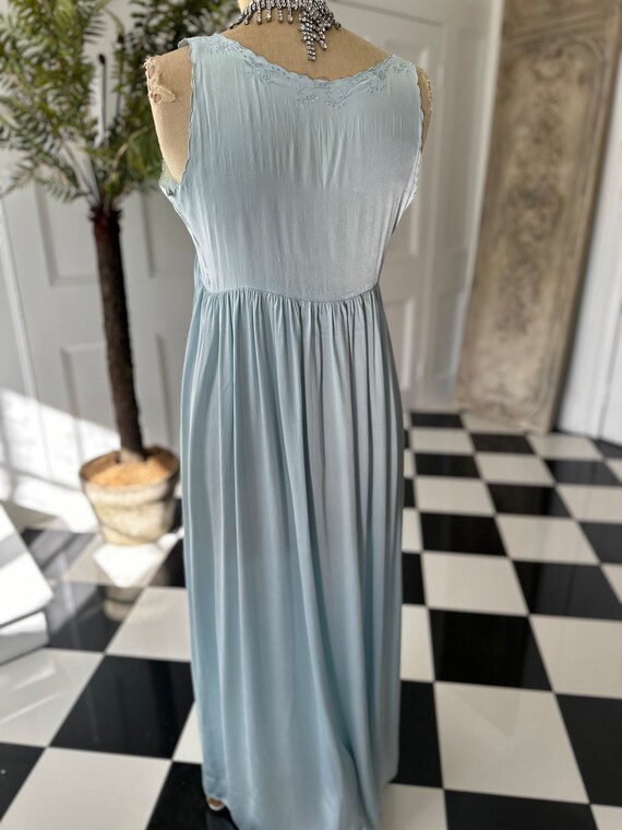 1930 blue silk slip dress - image 4