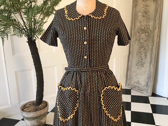 1940s 1950s Pretty romantic summer cotton dress wi