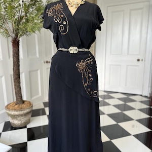 1940s black dress with sequin details