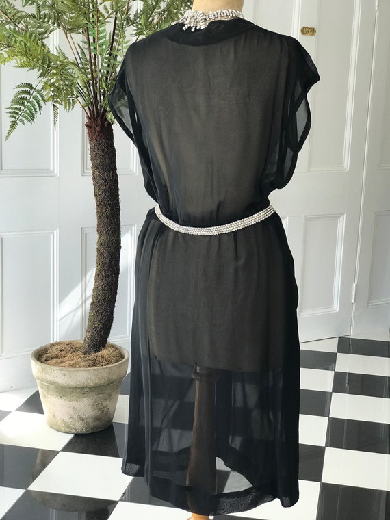 1930s sheer black knee length dress - image 7