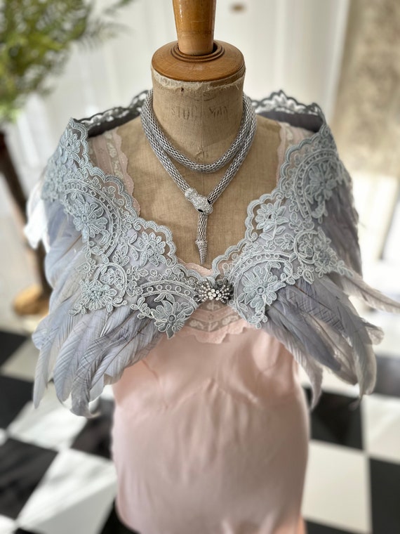 1920s 1930s Vintage Style Grey Feather and Lace Cape Bolero - Etsy 