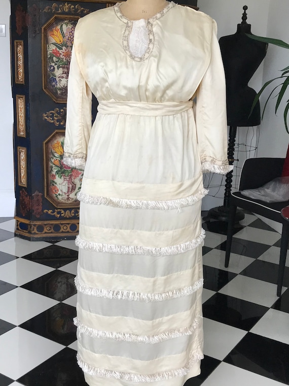 1910s Edwardian Silk wedding dress