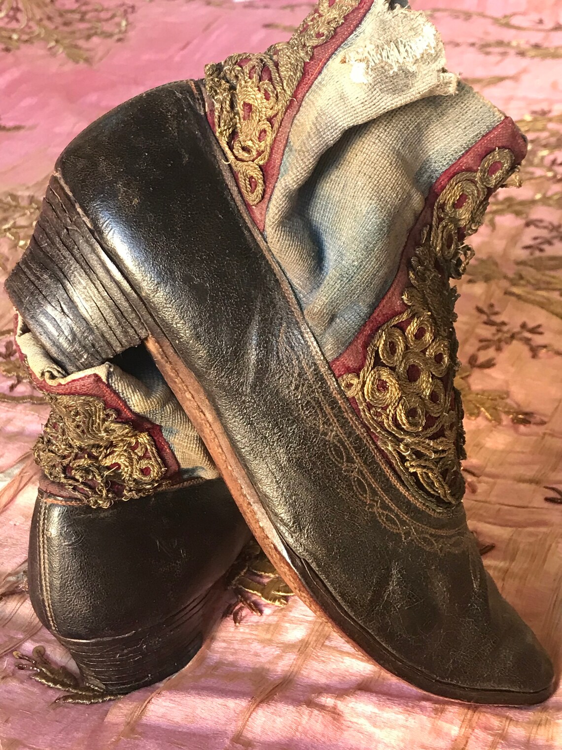 19th century Ottoman antique shoes boots with gold embroidery Etsy