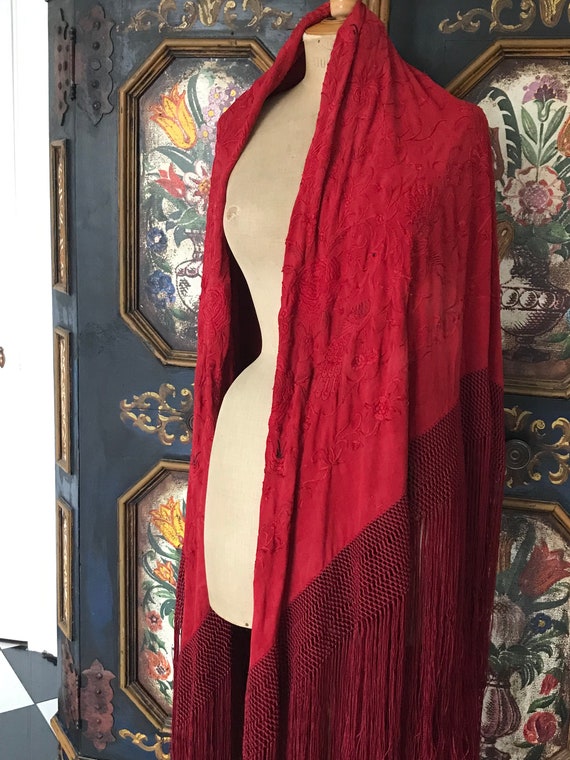 1920s huge silk piano shawl